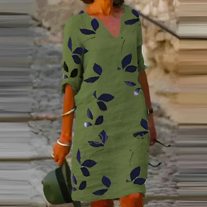 Vestido de verano casual con estampado de hojas para mujer | Mini