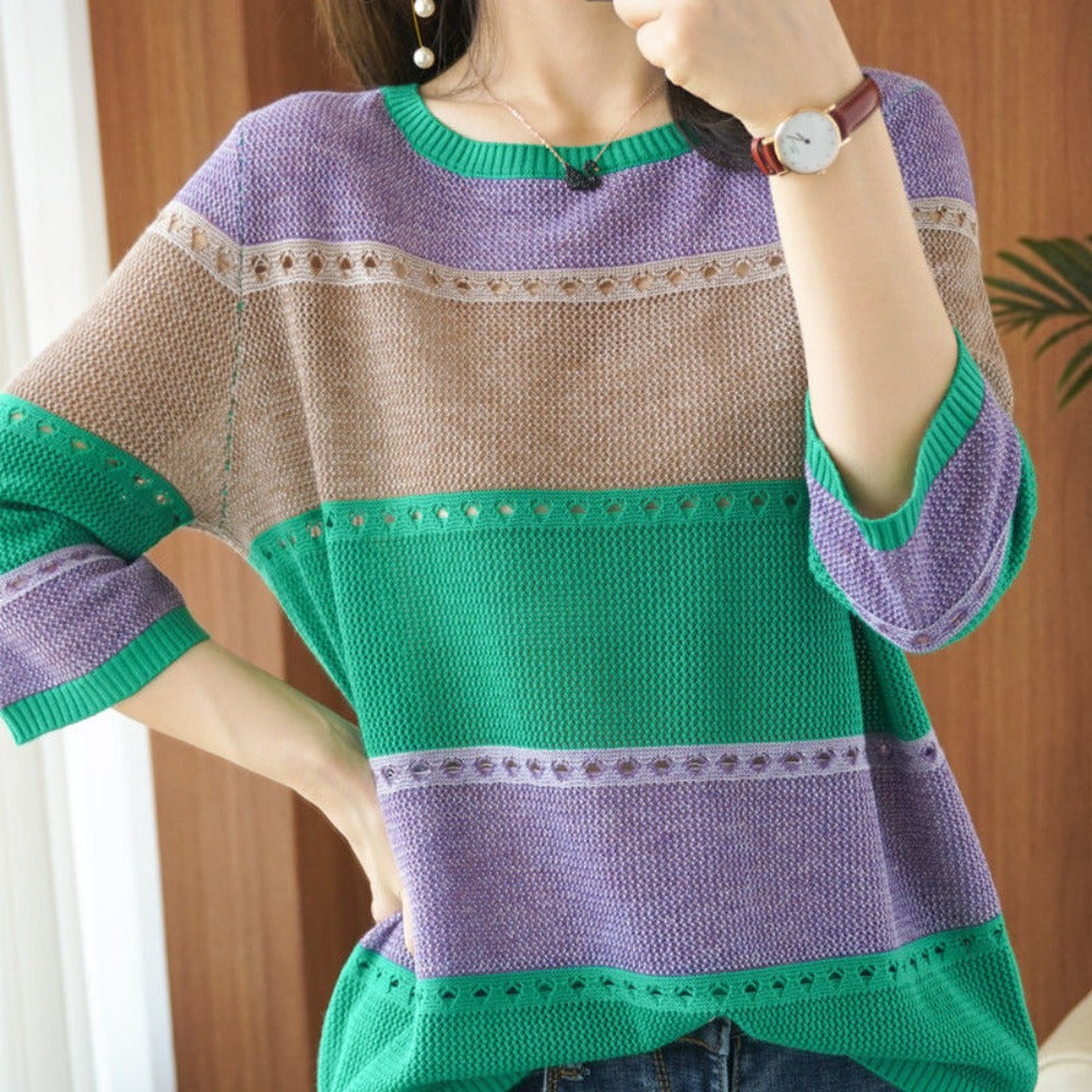 Pull tricoté color block pour femmes – Alfonsina
