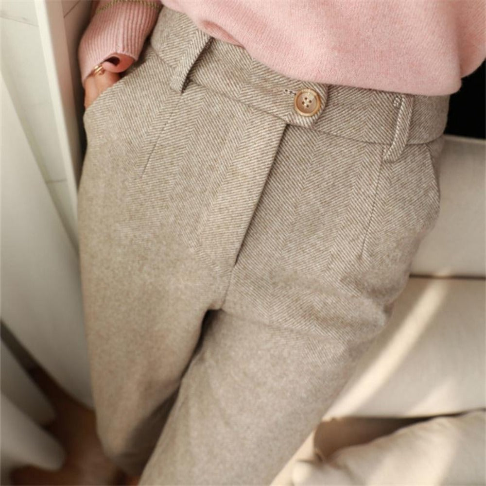 Pantalon femme à motif chevrons et taille haute – Gigliola