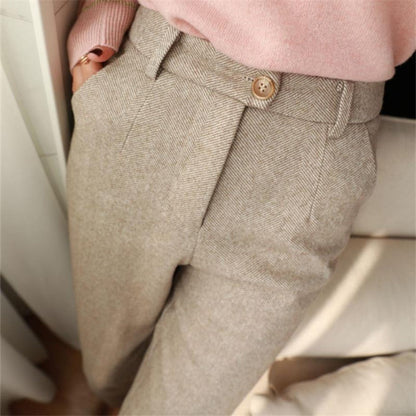 Pantalon femme à motif chevrons et taille haute – Gigliola