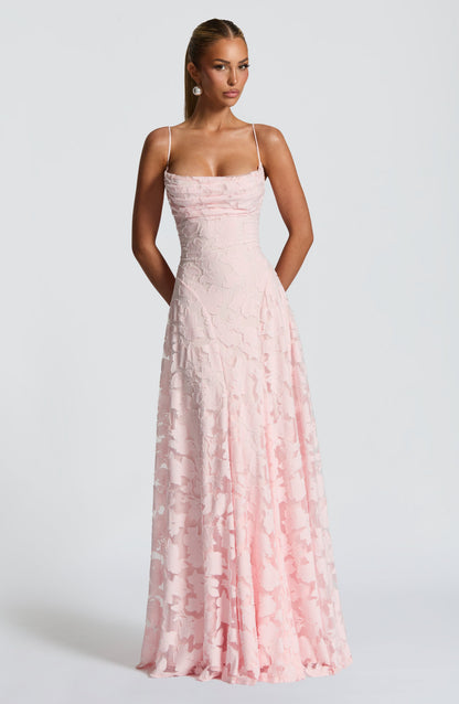 Robe maxi bretelles spaghetti invitée mariage femme