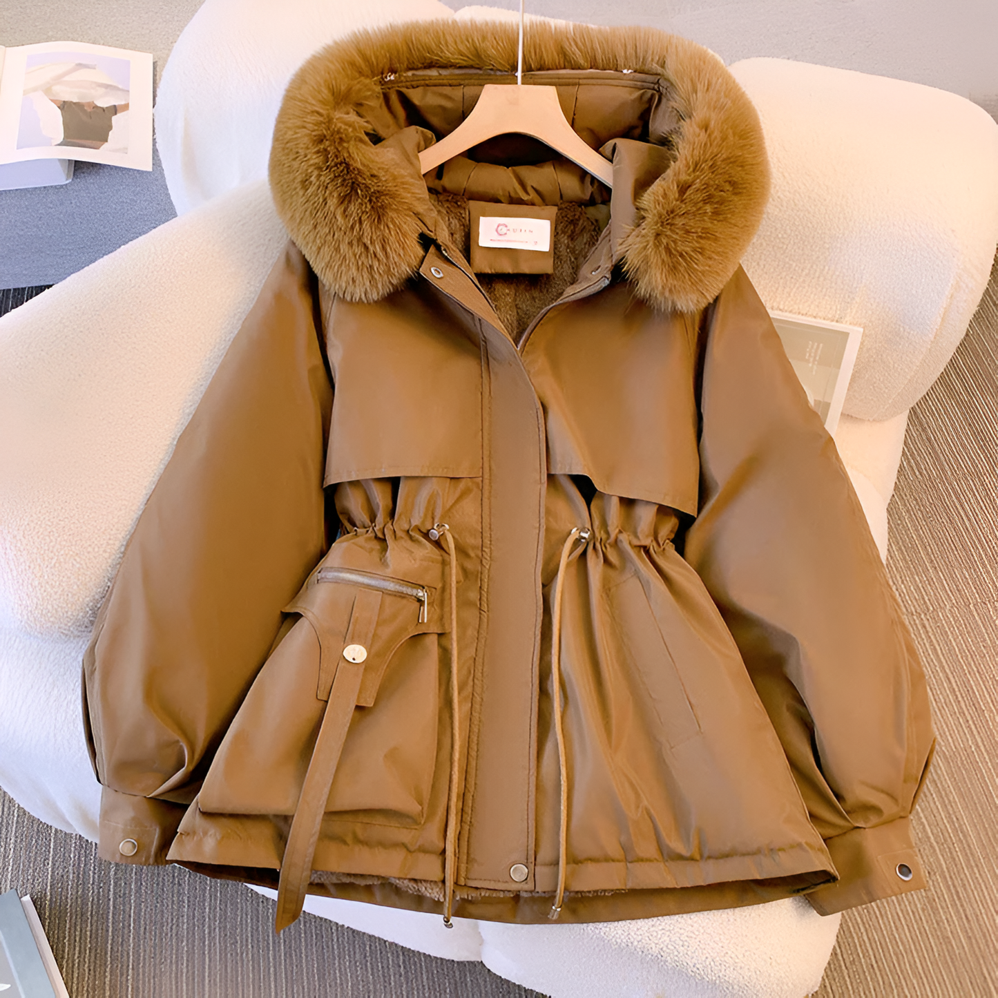 Veste d'hiver longue à capuche femme | Chaude