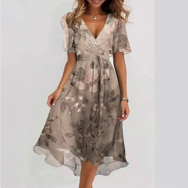 Robe d'été à fleurs et manches courtes pour femmes | Midi