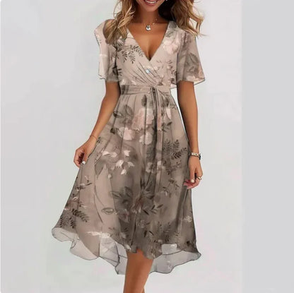 Robe d'été à fleurs et manches courtes pour femmes | Midi