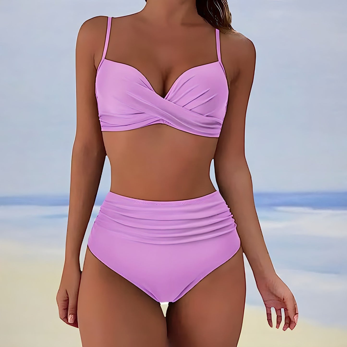 Ensemble bikini taille haute pour femmes | Push-up