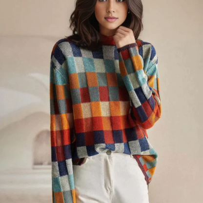 Pull à carreaux pour femme | Long