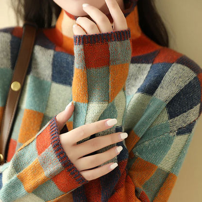 Pull à carreaux pour femme | Long