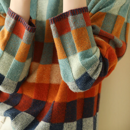 Pull à carreaux pour femme | Long