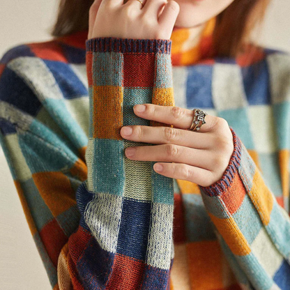 Pull à carreaux pour femme | Long