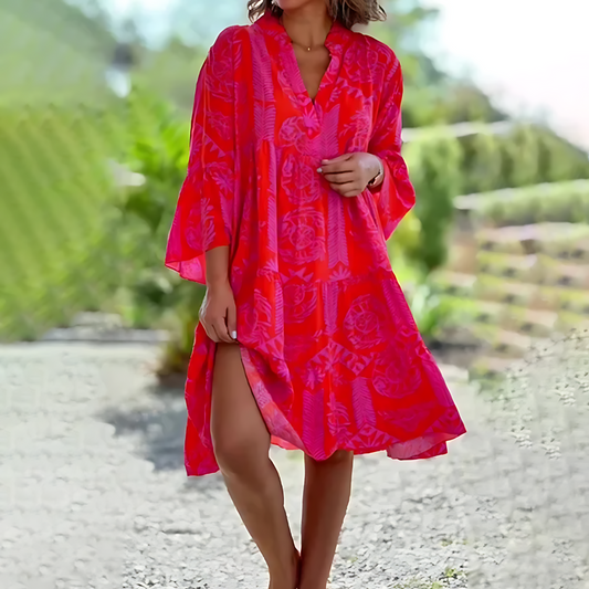 Robe de plage à col en V pour femmes | Midi