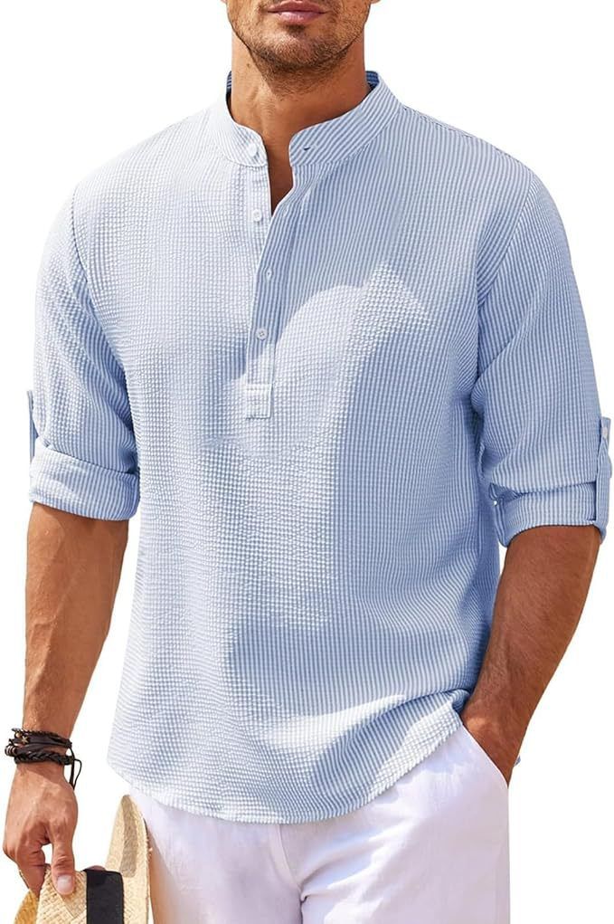 Chemise Henley à manches longues pour hommes | Décontractée