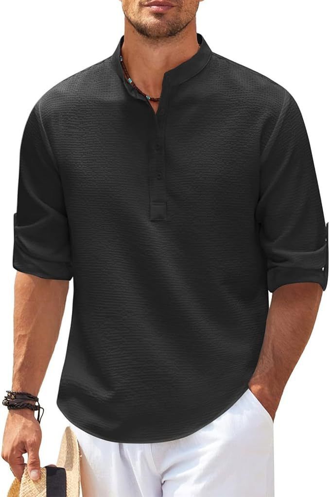 Chemise Henley à manches longues pour hommes | Décontractée