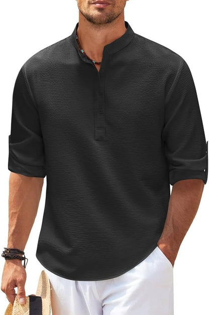 Chemise Henley à manches longues pour hommes | Décontractée