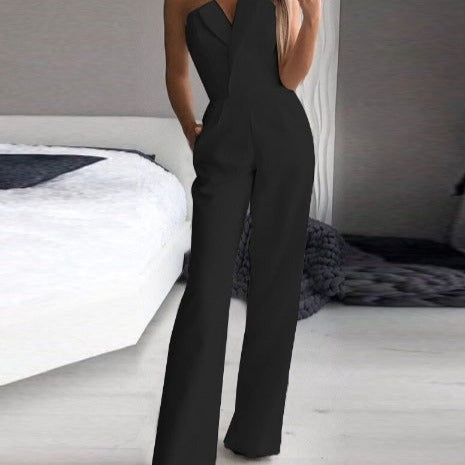 Combinaison femme bustier à jambes larges | Col en V
