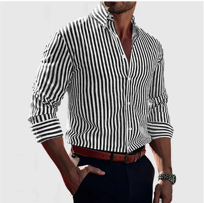 Chemise rayée manches longues homme | Décontractée