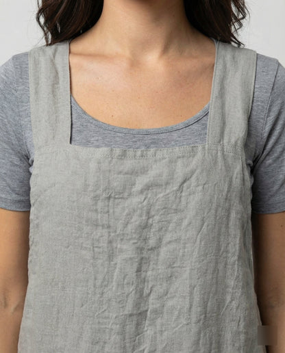 Vestito grembiule senza maniche da donna con scollo quadrato | con tasche