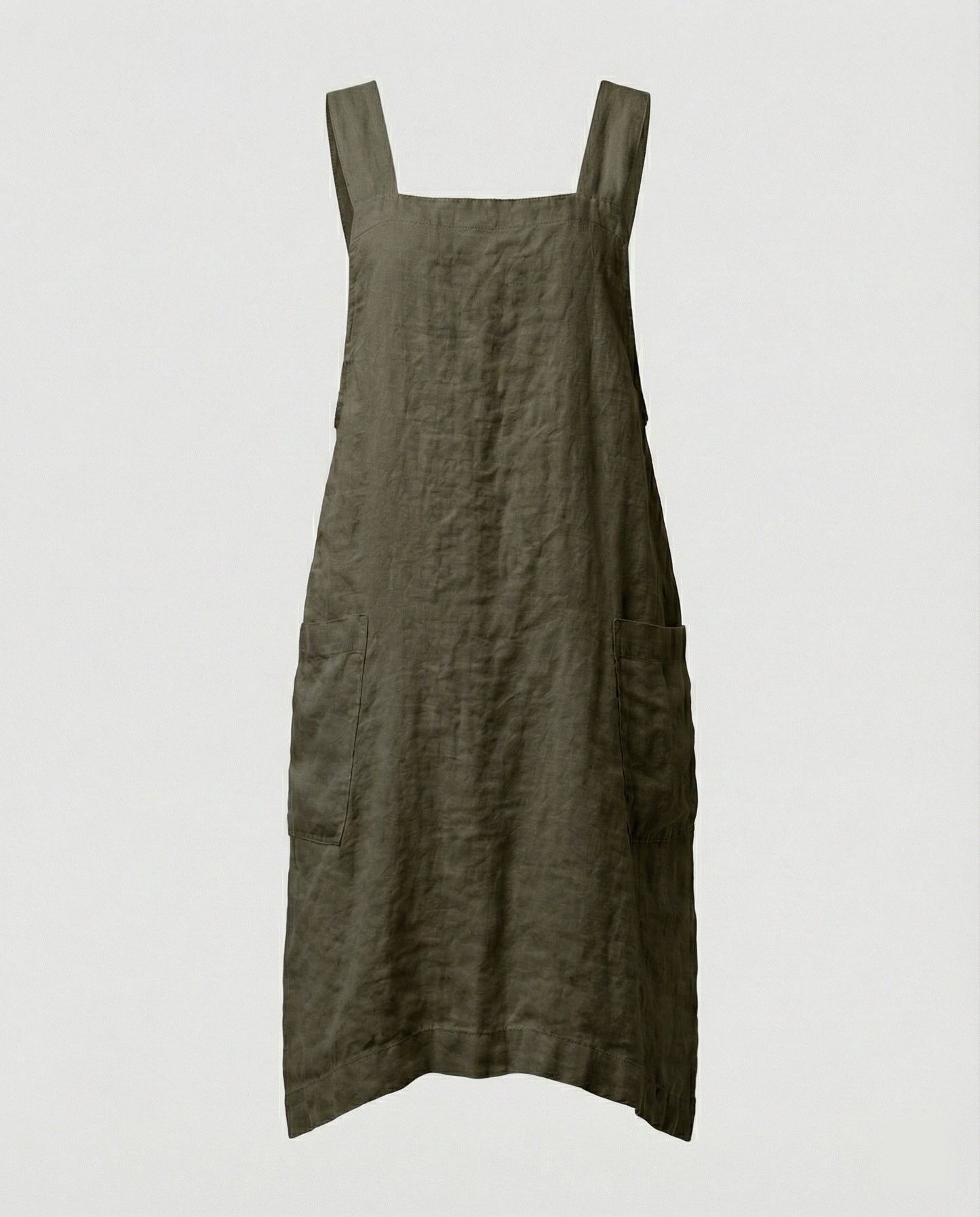 Vestito grembiule senza maniche da donna con scollo quadrato | con tasche