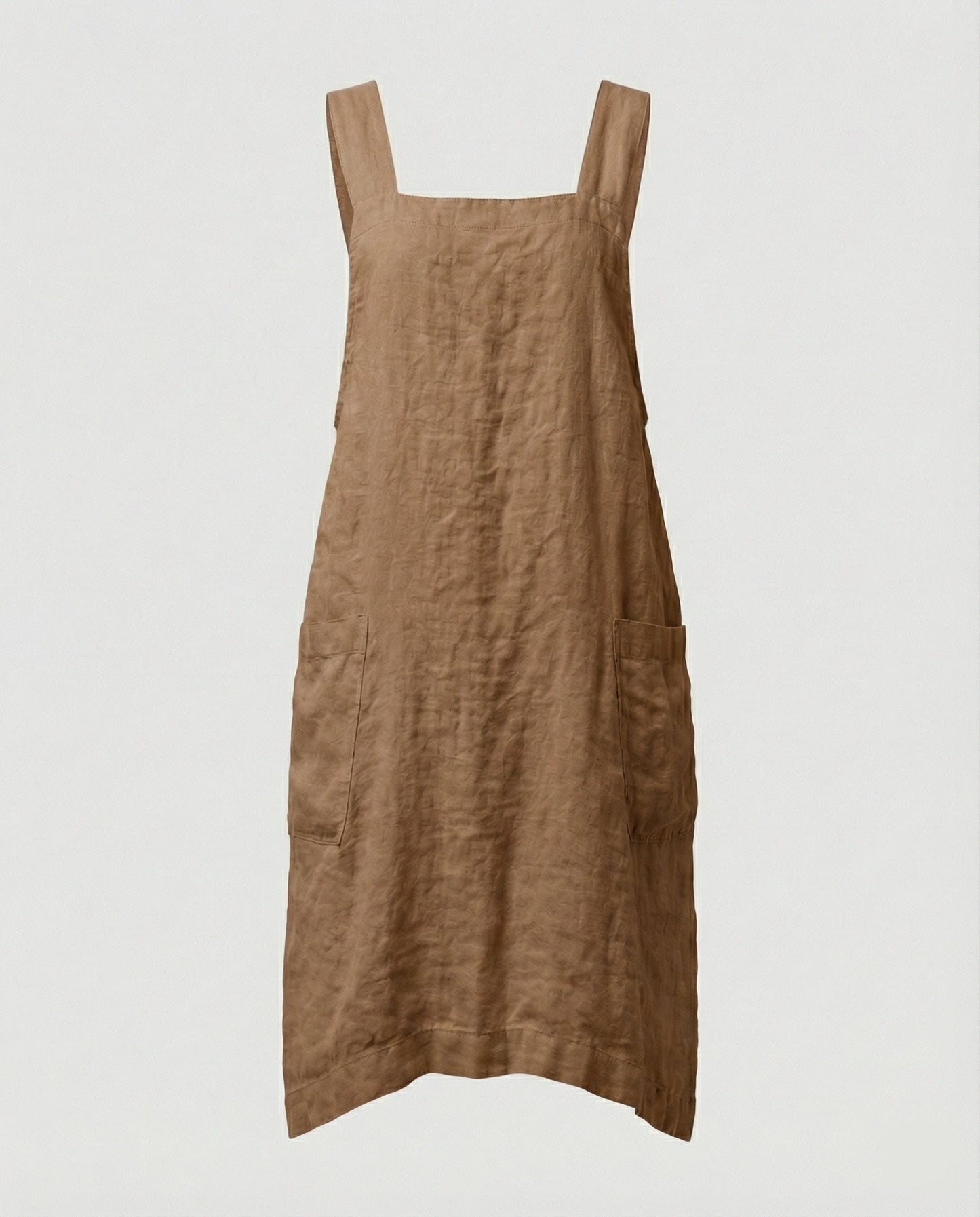Vestito grembiule senza maniche da donna con scollo quadrato | con tasche