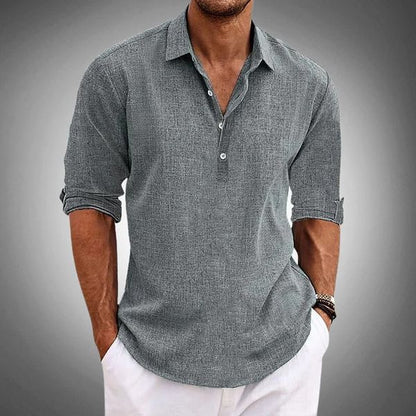Polo décontracté à demi-patte de boutonnage pour hommes | Manches longues