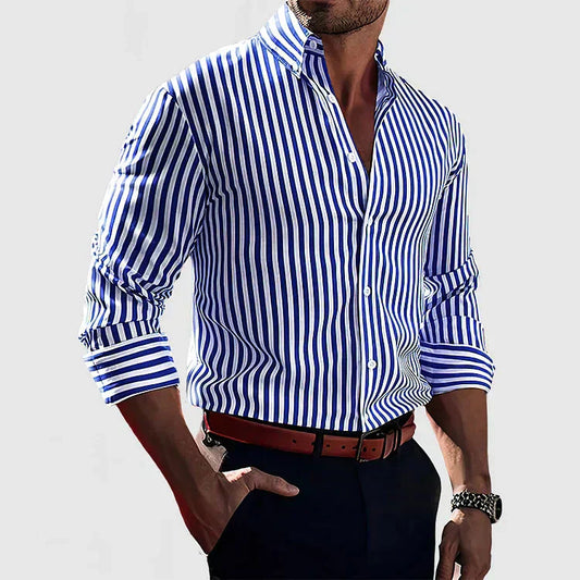 Chemise rayée manches longues homme | Décontractée