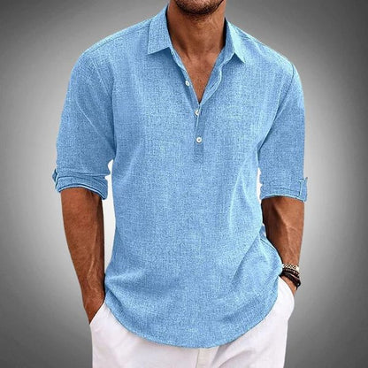 Polo décontracté à demi-patte de boutonnage pour hommes | Manches longues