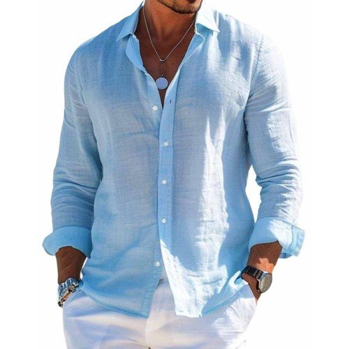 Chemise d'été à manches longues pour hommes | Décontractée