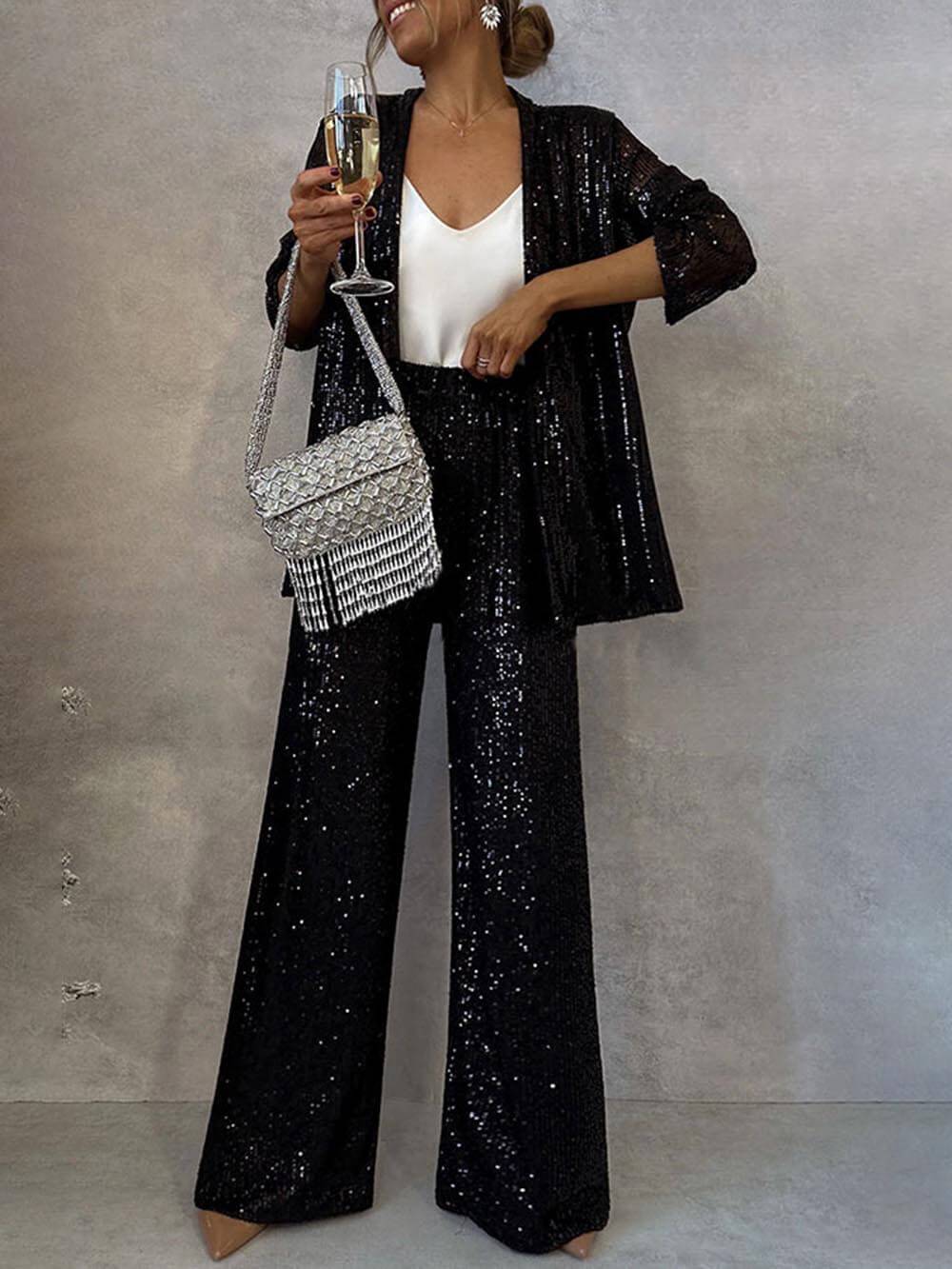 Ensemble tailleur pantalon deux pièces pour femme | Tenue de fête