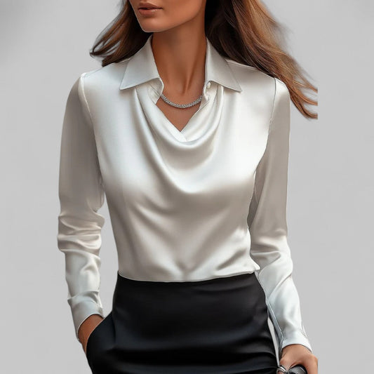 Blouse à col cascade pour femmes | Manches longues