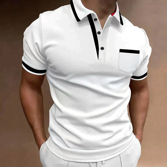 Polo uomo da golf a maniche corte | con taschino sul petto