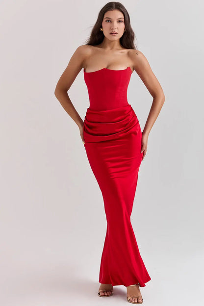 Women's Strapless Corset Evening Dress | Maxi