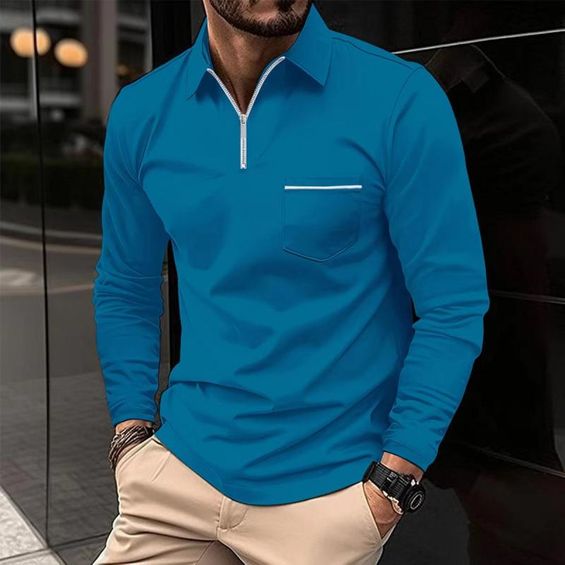 Polo manches longues avec fermeture éclair pour homme