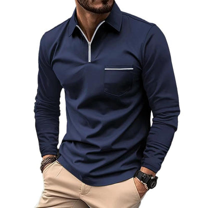 Polo manches longues avec fermeture éclair pour homme