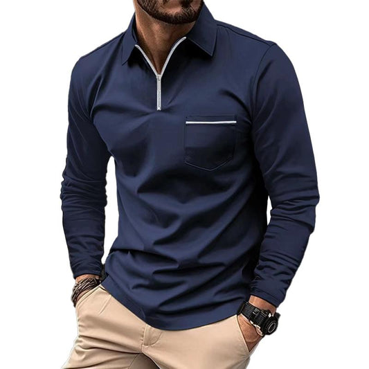 Polo manches longues avec fermeture éclair pour homme