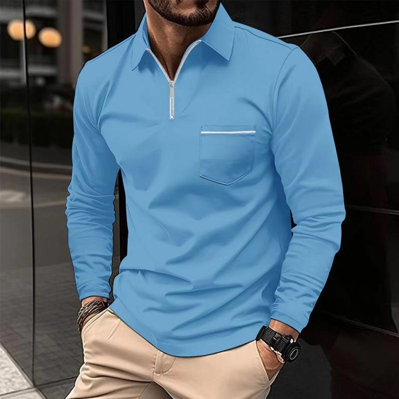 Polo manches longues avec fermeture éclair pour homme