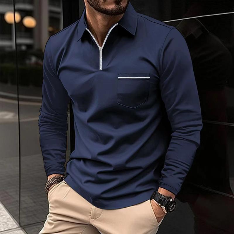 Polo manches longues avec fermeture éclair pour homme