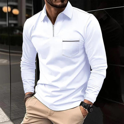 Polo manches longues avec fermeture éclair pour homme