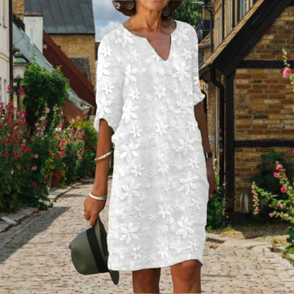 Robe d'été à fleurs pour femmes | Col en V