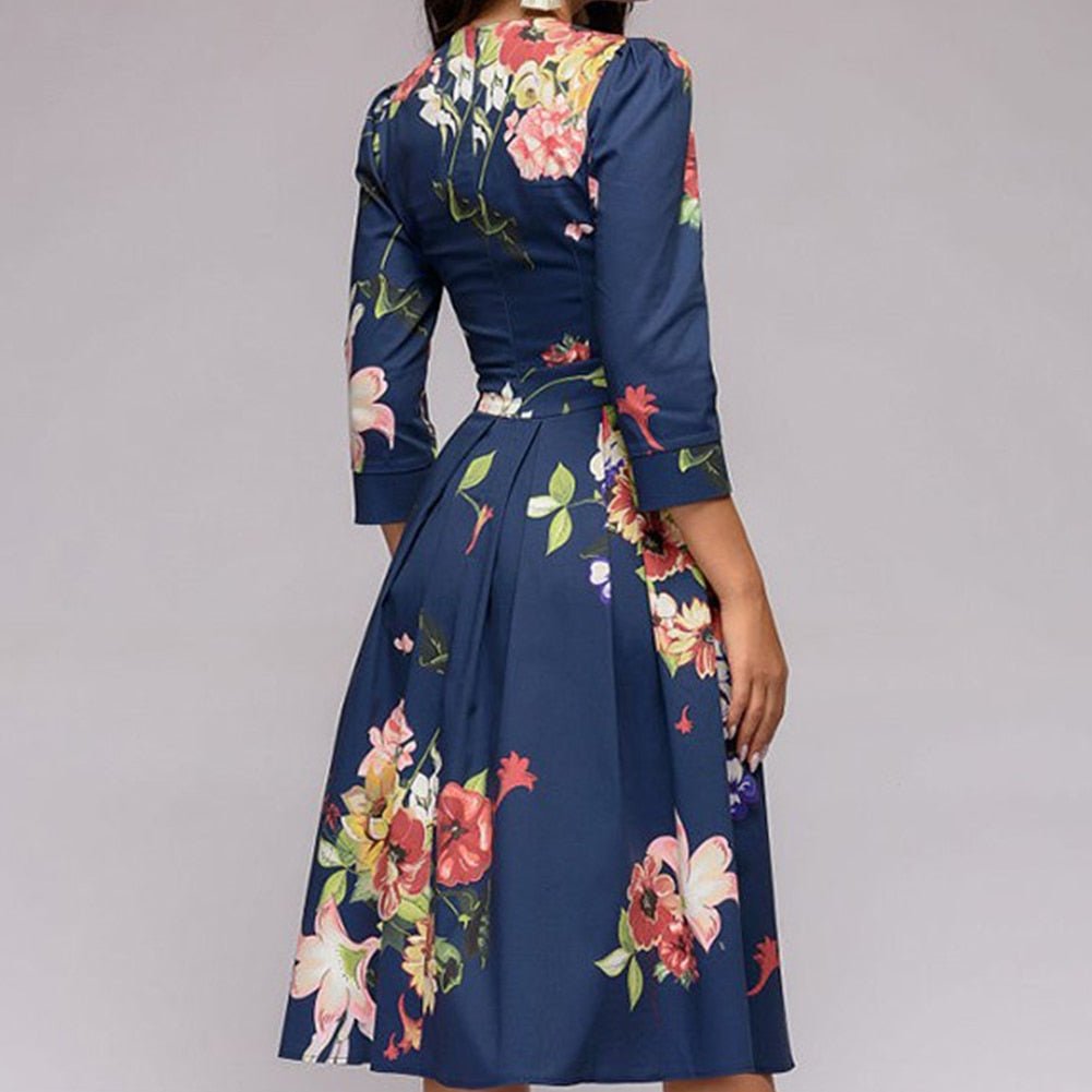 Robe invitée mariage femme imprimé floral | midi