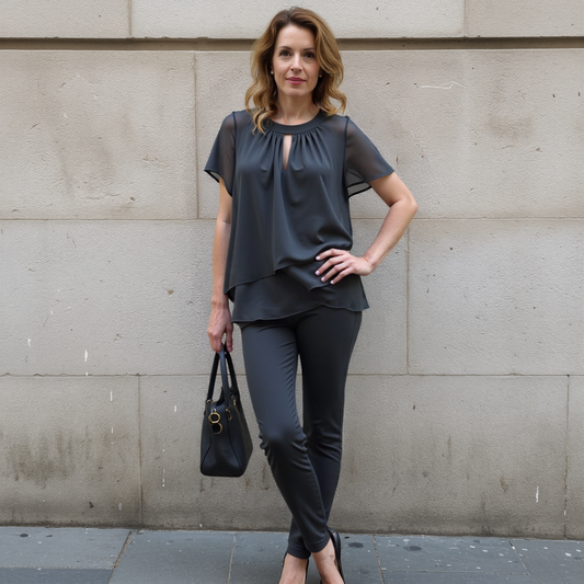 Ensemble décontracté deux pièces pour femme | Chemisier et pantalon