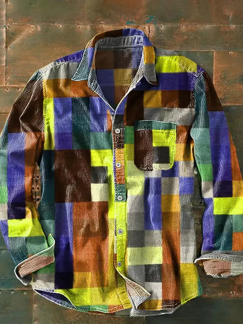 Herren Vintage Karomuster Hemd | Langarm