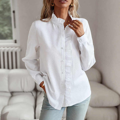 Blusa donna con volant e bottoni | Maniche lunghe