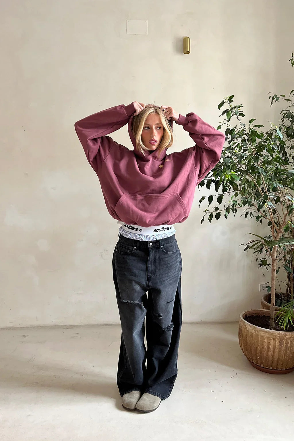 Sweat à capuche imprimé oversize femme