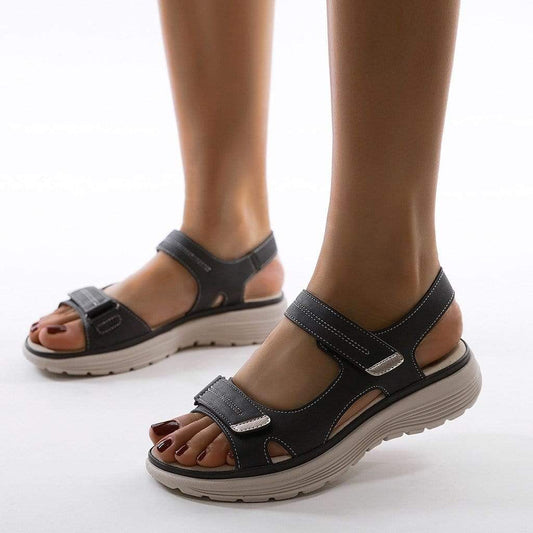 Sandales compensées décontractées pour femmes | Avec fermeture velcro