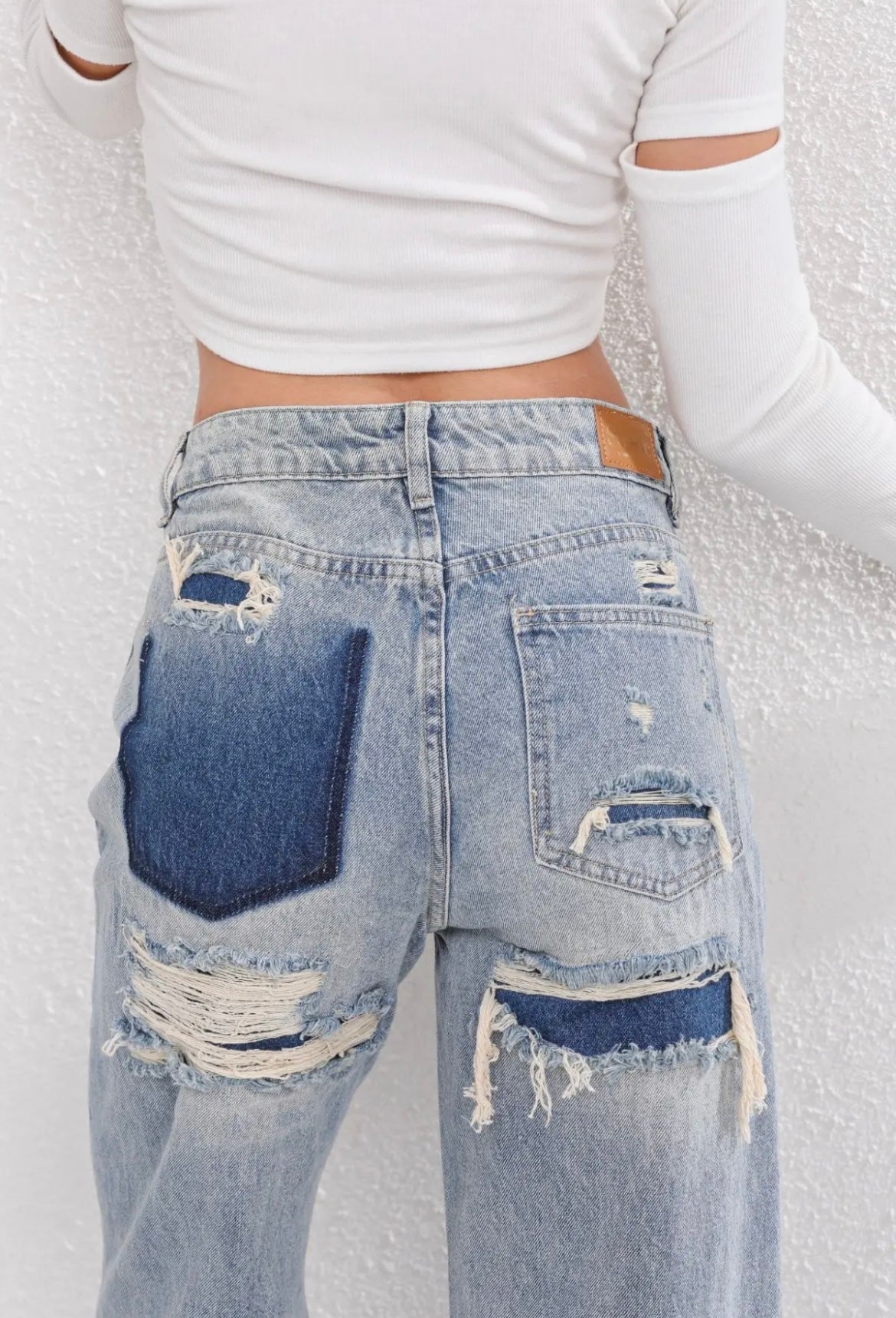 Jean baggy taille haute à jambes larges pour femmes | Décontracté