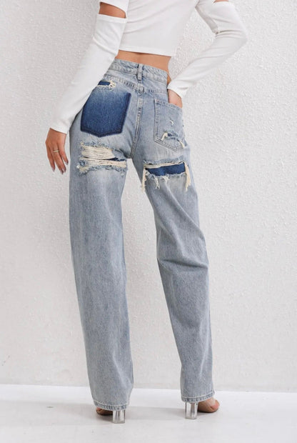 Jean baggy taille haute à jambes larges pour femmes | Décontracté